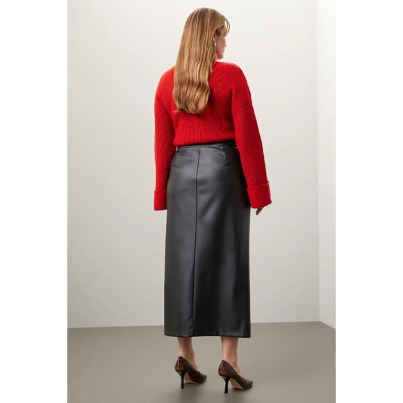 Ashley Park Black Faux Leather Maxi Skirt – Women’s Size 12 (Retails $225) - Picture 6 of 8